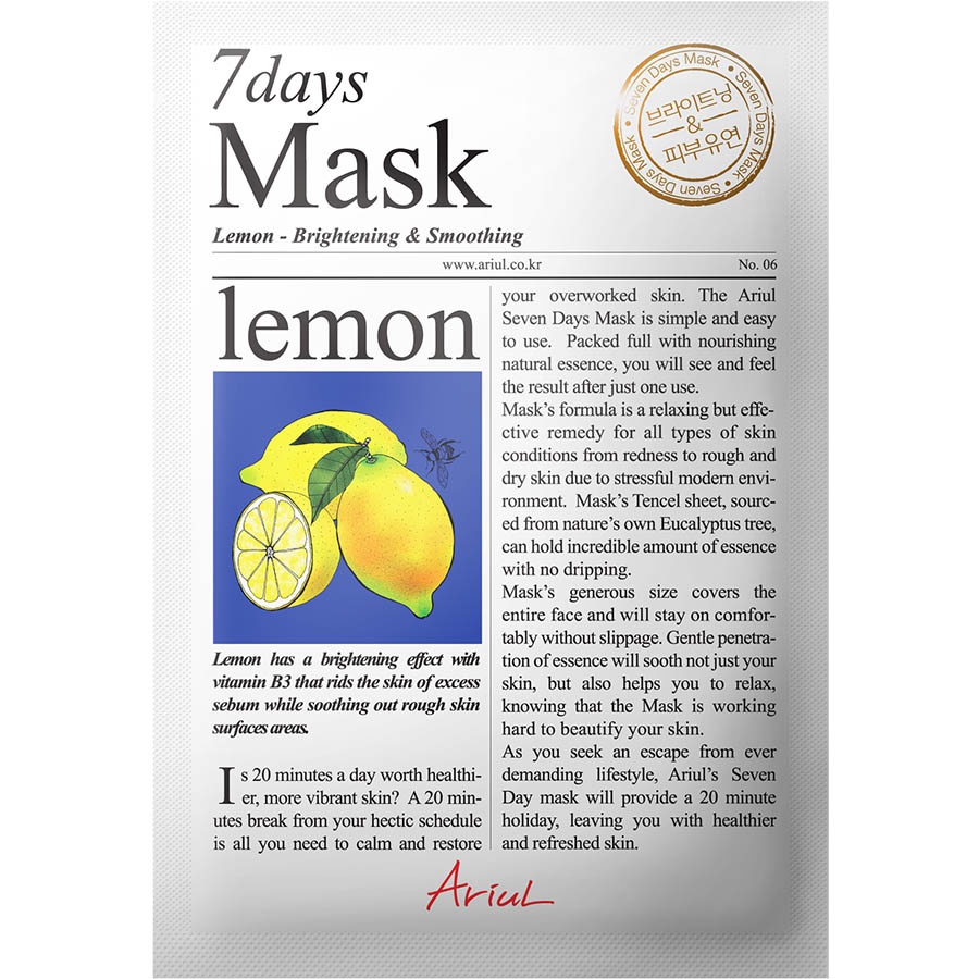 Masca servetel cu lamaie 7Days Mask, 20 g, Ariul