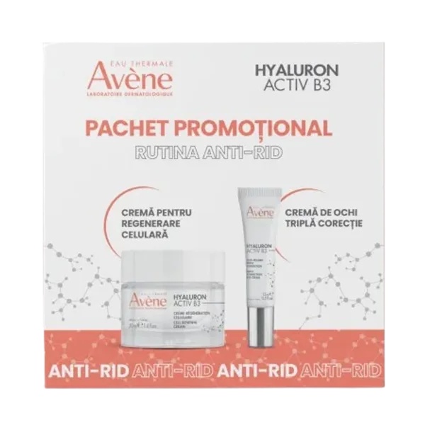 Pachet Cremă pentru regenerare celulară 50 ml + Cremă de ochi cu triplă acțiune Hyaluron Activ B3 15 ml, Avene