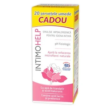 Pachet Emulsie hipoalergenică pentru igiena intimă Intimohelp 400 ml + Șervețele umede 20 bucăți, Zdrovit