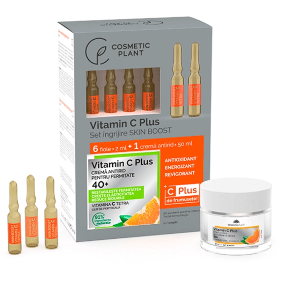 Set 6 fiole Skin Boost 40+ cu Vitamina C Plus + Cremă antirid, Cosmetic Plant