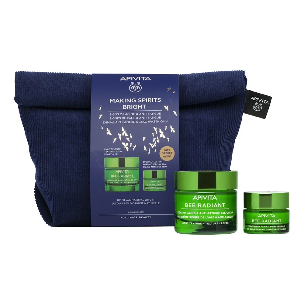 Set Crema Lejera de Zi 50 ml + Crema de Noapte 15 ml, Bee Radiant, Apivita
