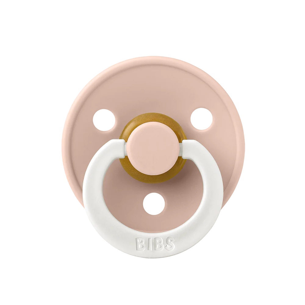 Suzeta din latex fosforescenta cu tetina rotunda Colour Glow, 0 luni+, Blush, Bibs 100256C