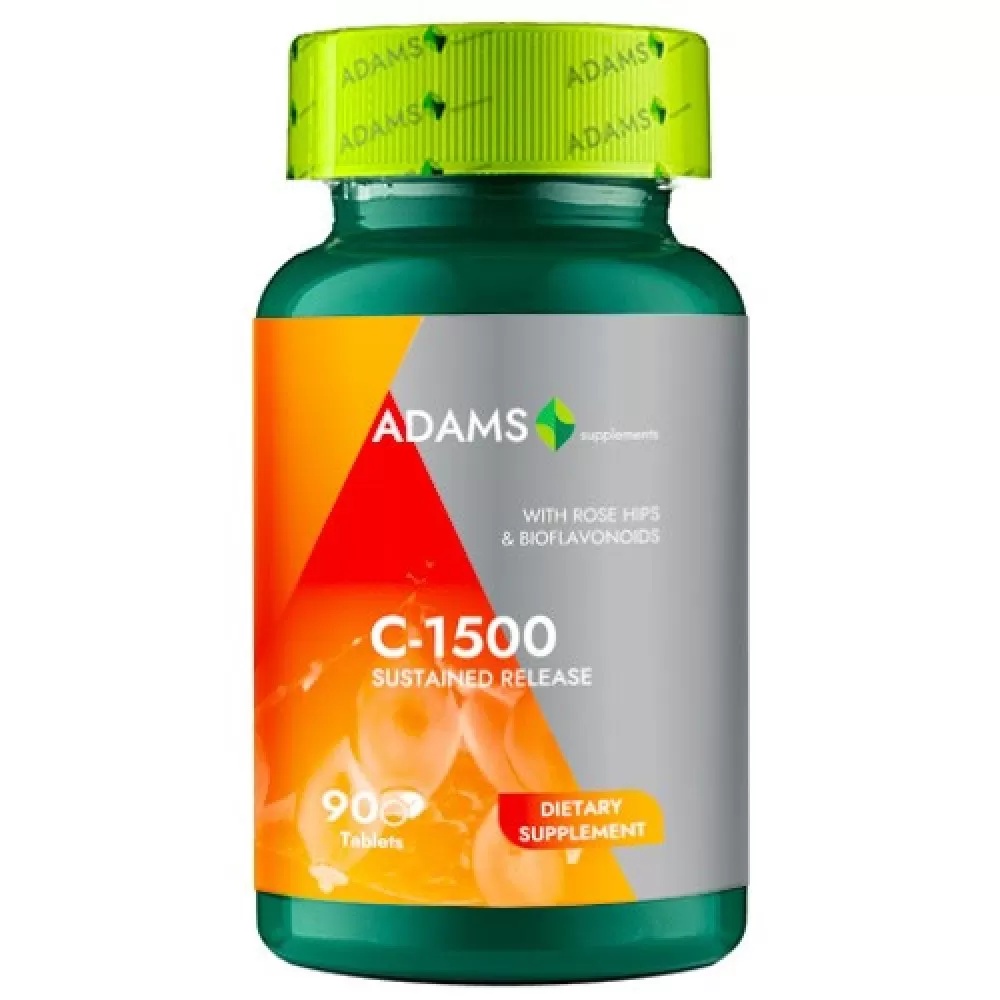 Vitamina C 1500 mg cu Măceșe, 90 tablete, Adams