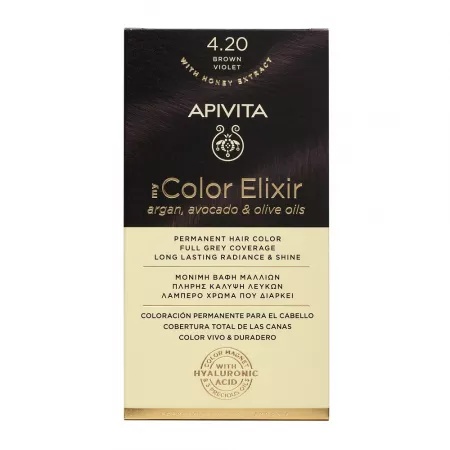 Vopsea de par My Color Elixir, Brown Violet N4.2, 155 ml, Apivita
