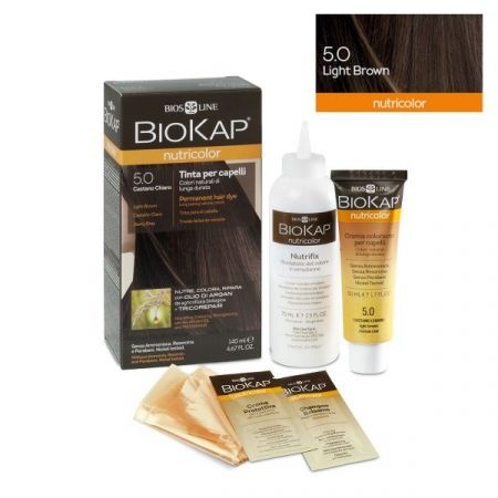Vopsea permanenta pentru par Nutricolor, Nuanta Light Brown 5.0, 140 ml, Biokap