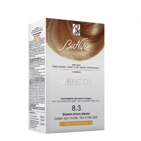 Vopsea tratament pentru par Shine On, culoare blond auriu deschis 8.3, BioNike