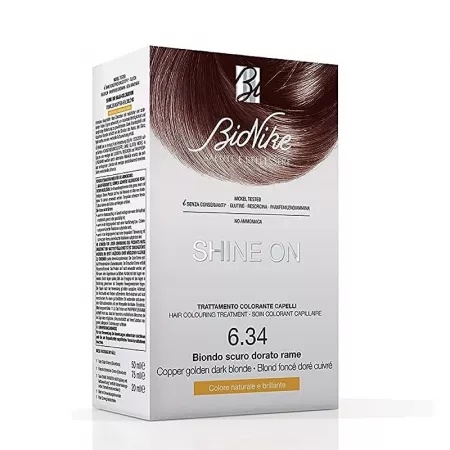 Vopsea tratament pentru păr Shine On, culoare brun aramiu inchis 6.34, BioNike