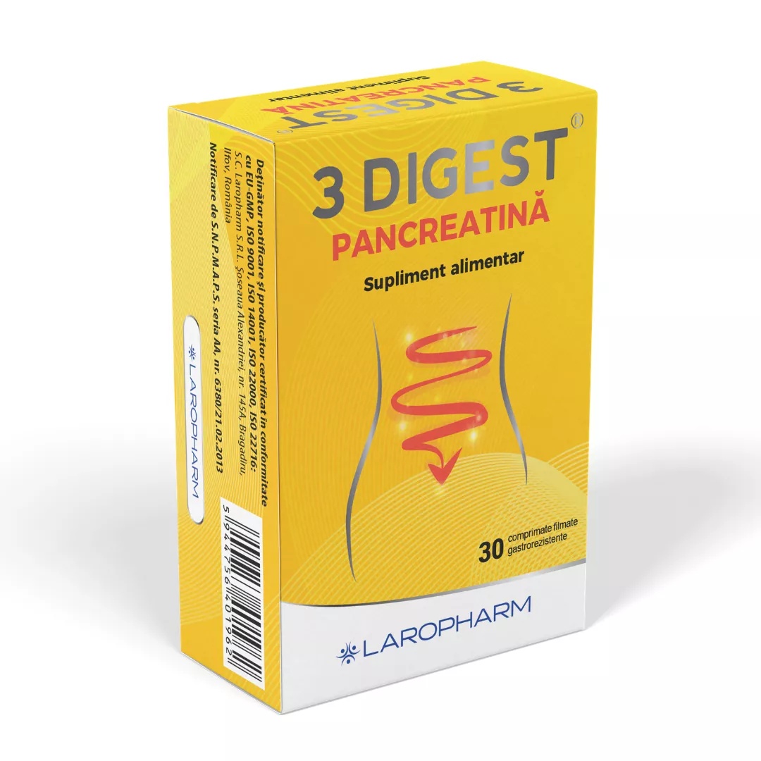 3 Digest Pancreatina, 30 comprimate, Laropharm