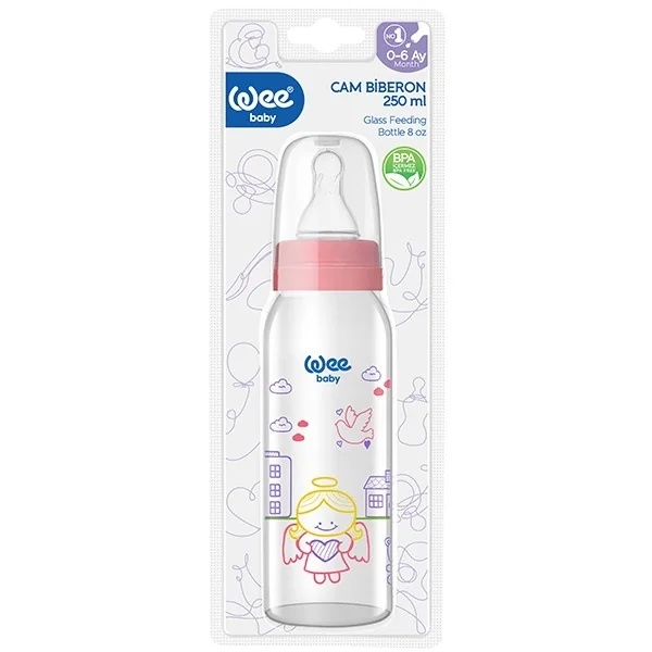 Biberon sticla cu tetina din silicon rotunda, 250ml cod 876, Wee Baby