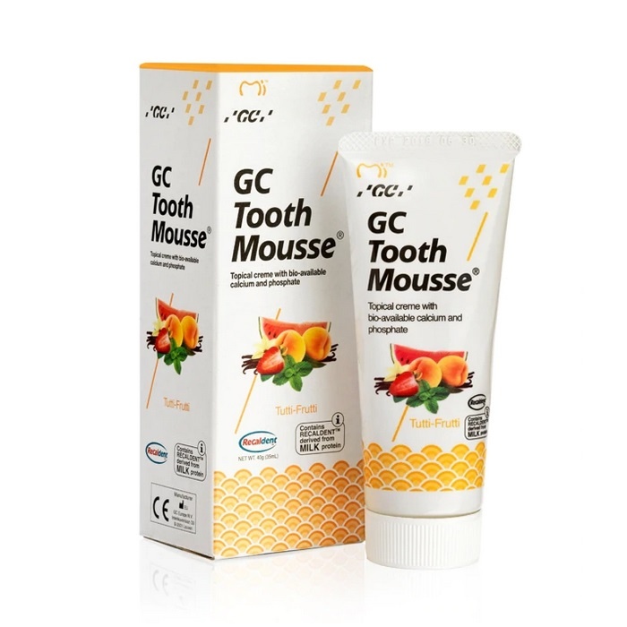 Crema dentara topica pe baza de apa cu aroma de Tutti Frutti Tooth Mousse, 40 g, GC