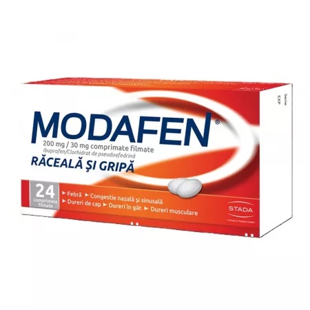 Modafen raceala si gripa 200mg/30mg, 24 comprimate, Stada
