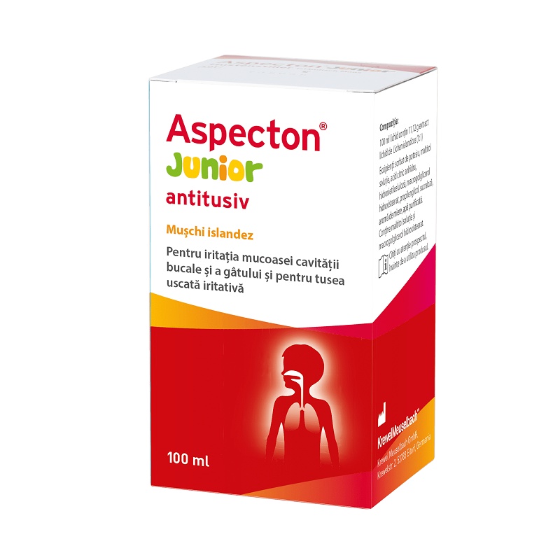Sirop pentru confortul gâtului Aspecton Junior, 100 ml, Krewel Meuselbach