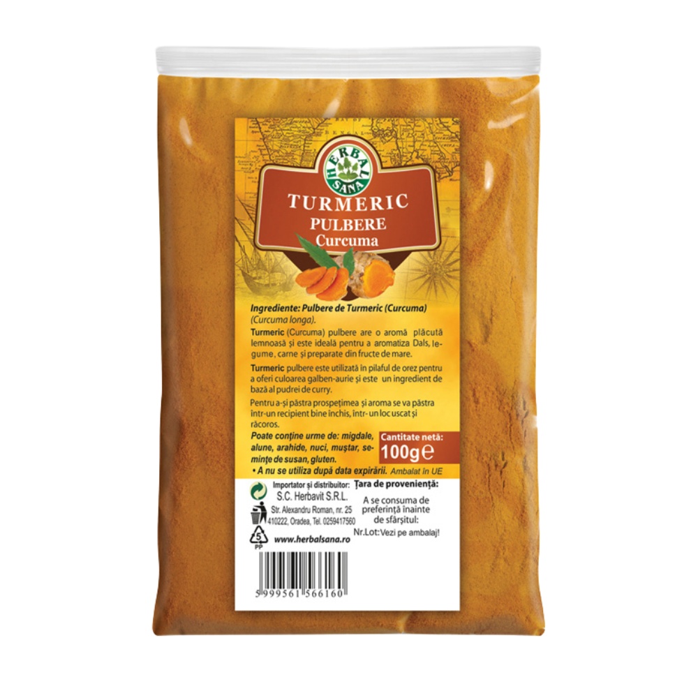 Turmeric (Curcuma) pulbere, 100 g, Herbavit