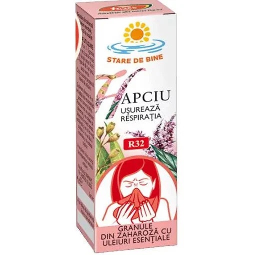 Hapciu usureaza respiratia R32, granule din zaharoza cu uleiuri esentiale, 4g, Fares