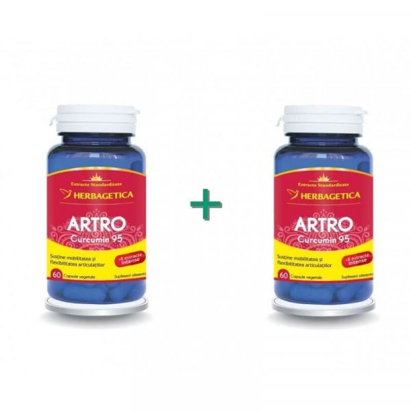 Pachet Artro Curcumin95, 2 x 60 capsule, Herbagetica