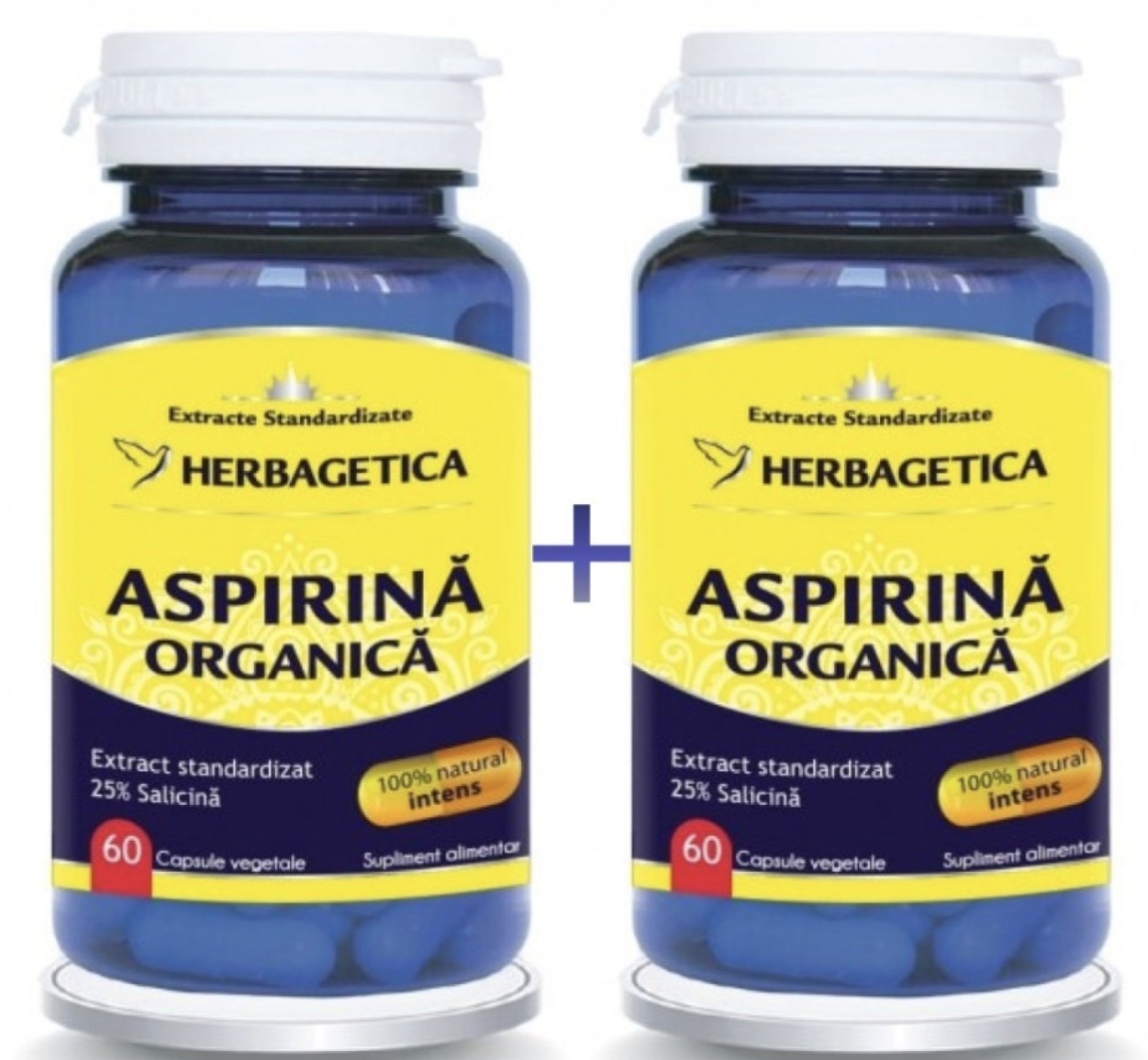 Pachet Aspirina Organică, 2 x 60 capsule, Herbagetica