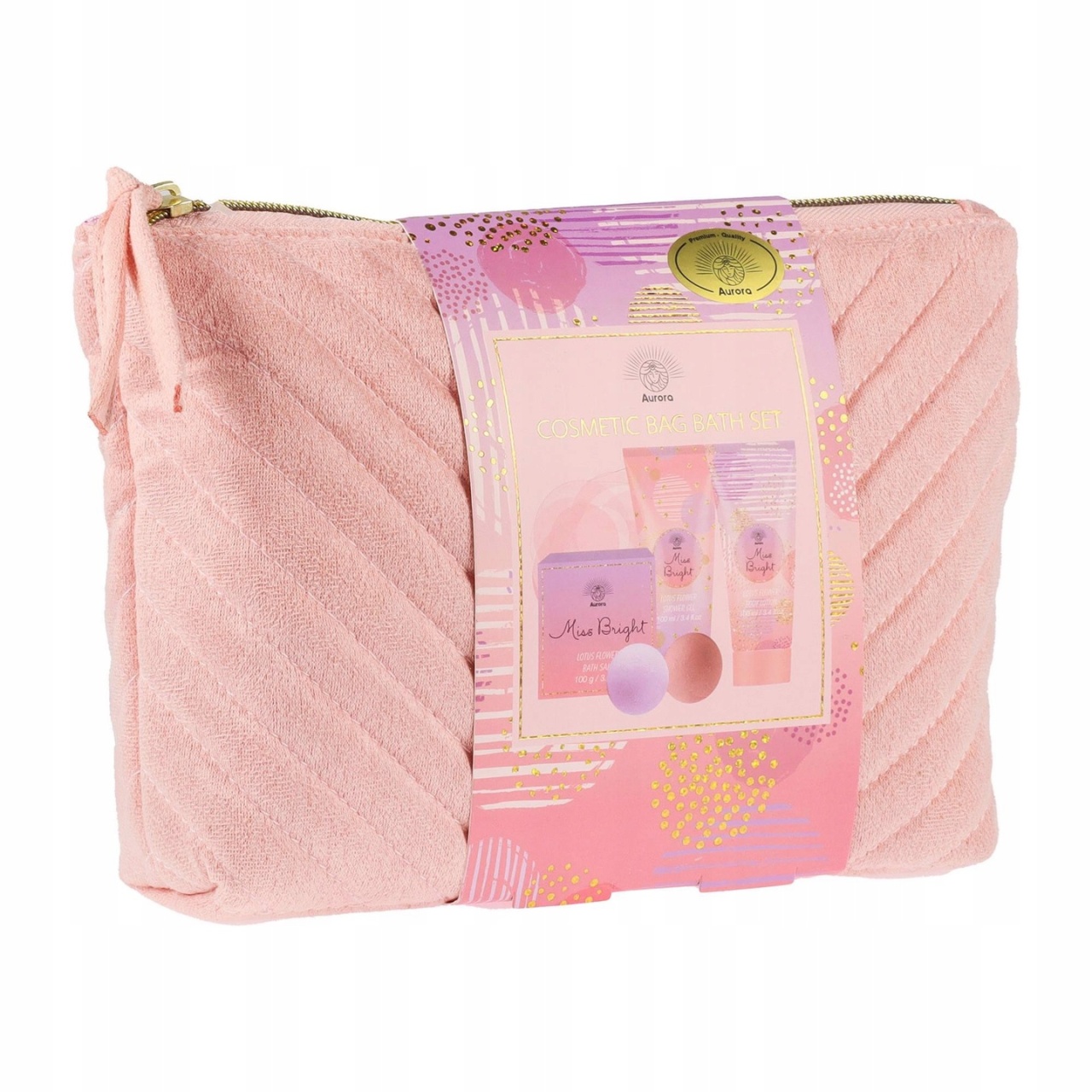 Set cadou Miss Bright Lotus Flower 5 produse + geanta cosmetice 1801, Aurora