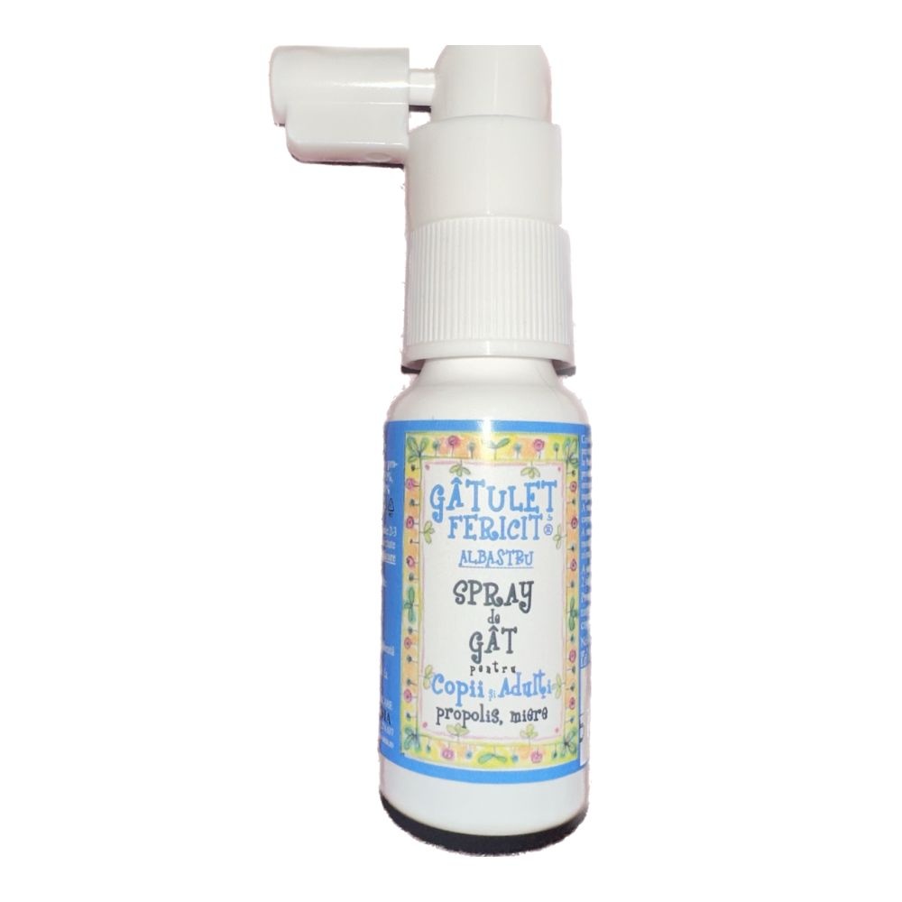 Spray de gât cu albastru de metilen pentru copii și adulți Gătulet Fericit, 20 ml, Prisaca Transilvania