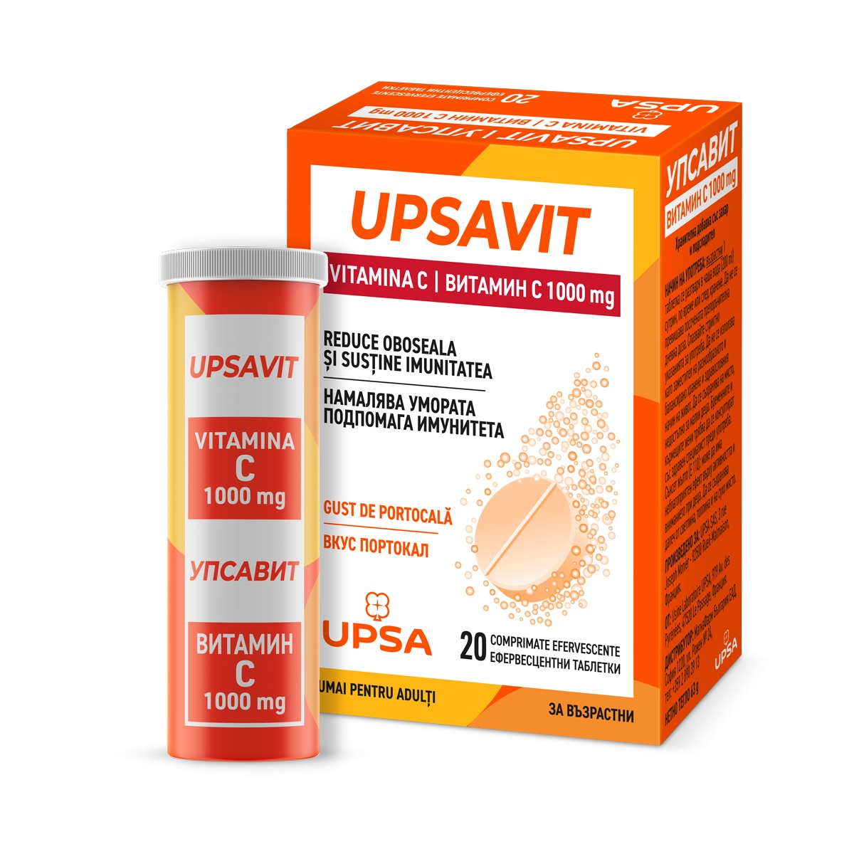 Upsavit Vitamina C, 1000mg, 20 comprimate efervescente, Upsa
