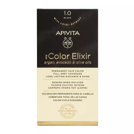 Vopsea de par My Color Elixir, Black N1.0, 155 ml, Apivita