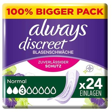 Absorbante pentru incontinenta Discreet Normal Big Pack, 24 bucati, Always