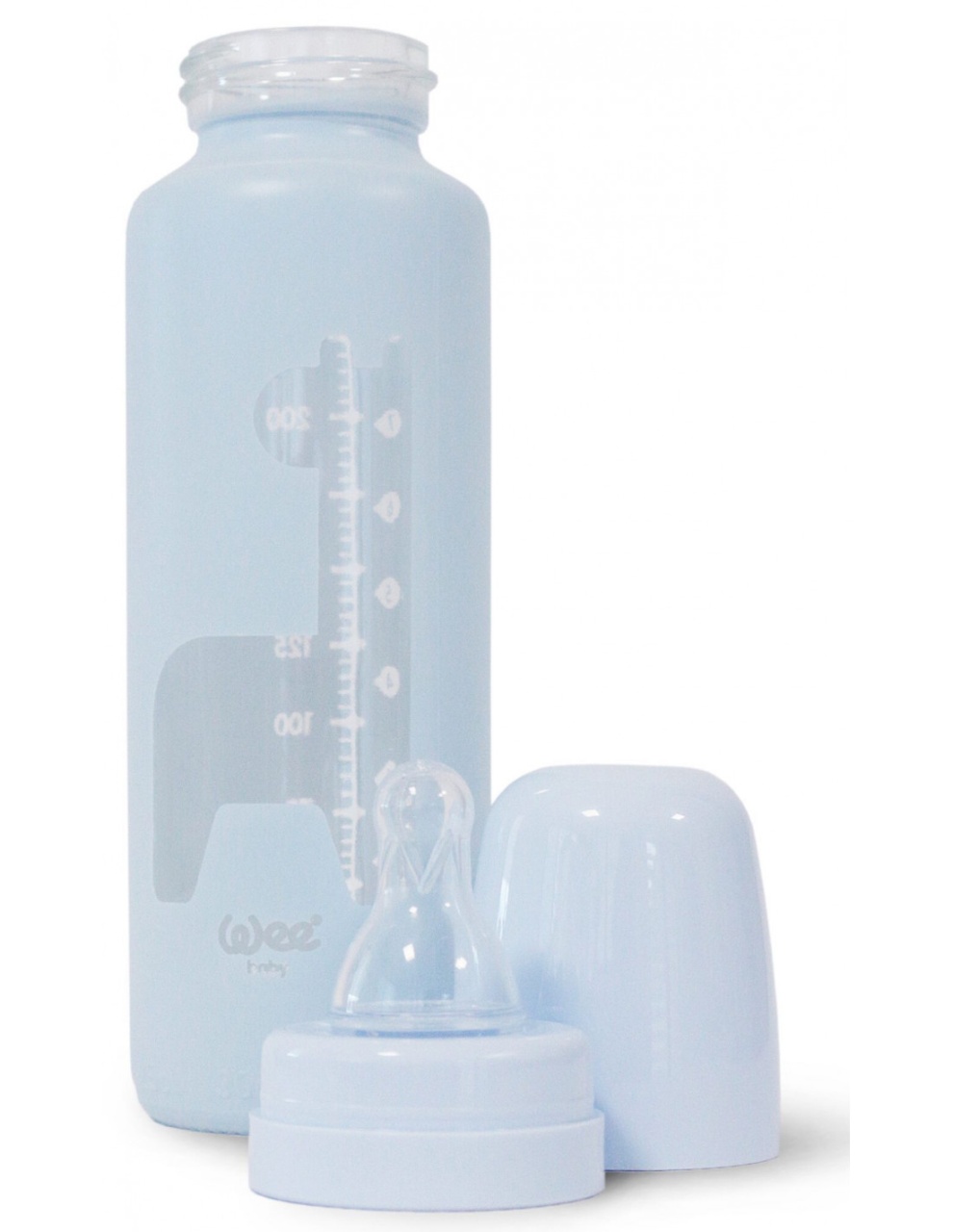 Biberon din sticla cu desen și tetina din silicon rotunda, cod 564, 250 ml, Wee Baby