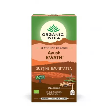 Ceai Bio Tulsi Ayush KWATH, 25 plicuri, Organic India
