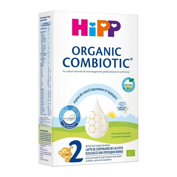 Lapte praf de continuare Organic Combiotic 2, 300g, Hipp