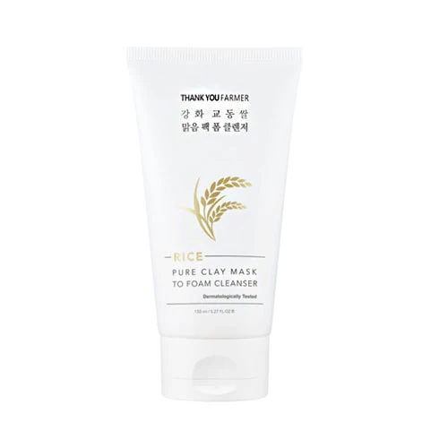 Masca-spuma din argila pentru curatarea tenului Rice Pure, 150ml, Thank You Farmer
