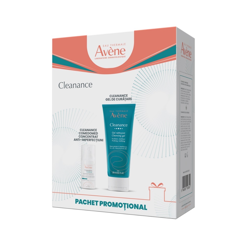 Pachet Concentrat anti-imperfectiuni Comedomed Cleanance, 30ml + Gel de curatare Cleanance, 200ml, Avene