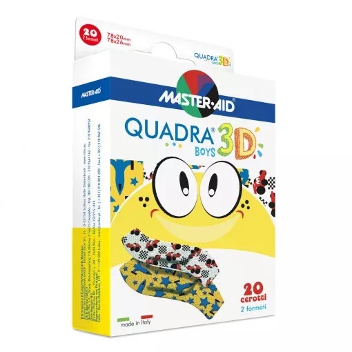 Plasturi pentru copii Quadra 3D Boys Master-Aid, 20 bucati, Pietrasanta Pharma