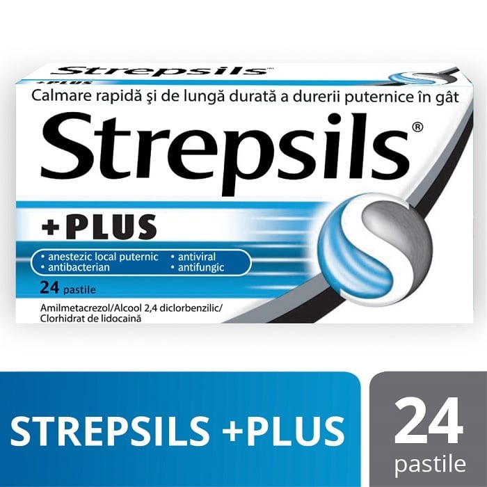 Strepsils Plus, 24 pastile, Reckitt Benckiser
