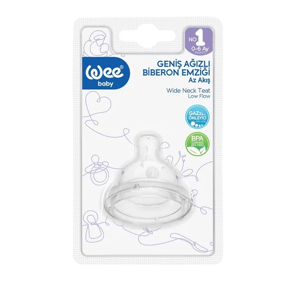 Tetina din silicon anticolic cu gura larga nr.1, 1 bucata 828, Wee Baby