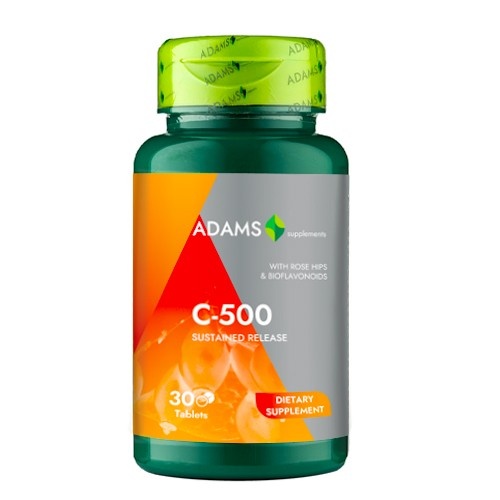 Vitamina C-500 cu macese, 30 tablete, Adams