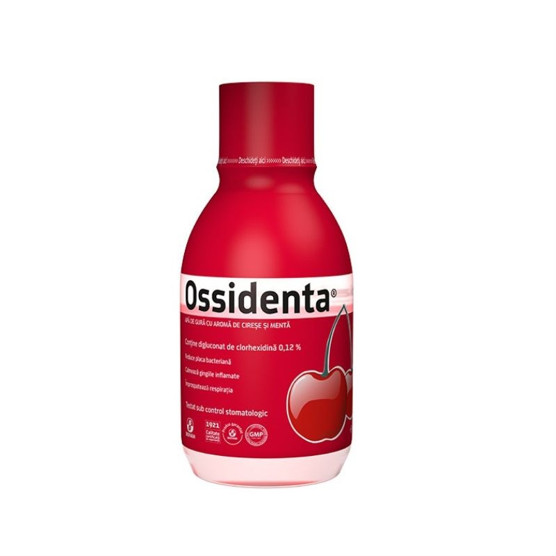 Apa de gura cu aroma de cirese si menta Ossidenta, 250 ml, Biofarm