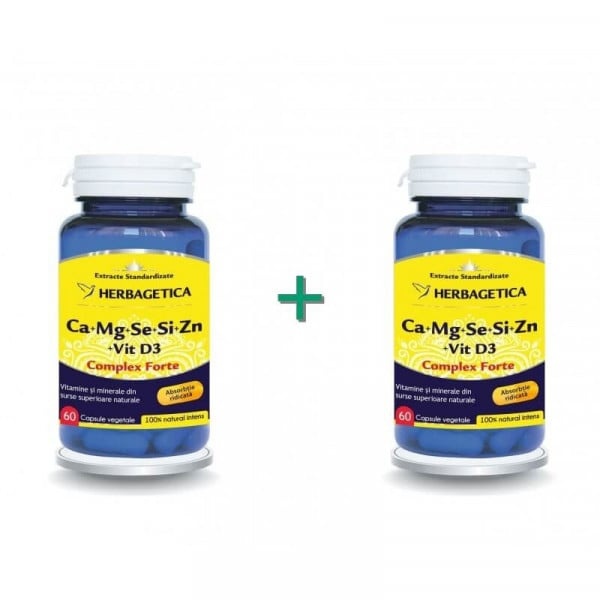 Ca+Mg+Se+Si+Zn+Vit D3 Complex Forte, 2x60 cps, Herbagetica
