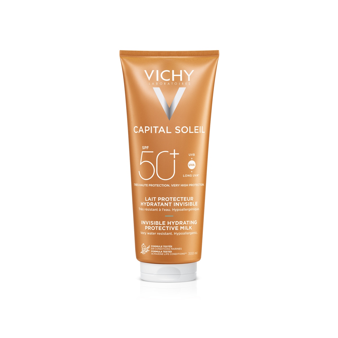 Lapte hidratant cu protectie solara SPF 50+ pentru fata si corp Capital Soleil, 300 ml, Vichy