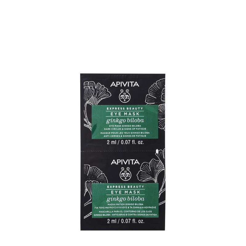 Masca detoxifianta pentru ochi obositi cu extract de Ginko Biloba, 2 x 2 ml, Apivita