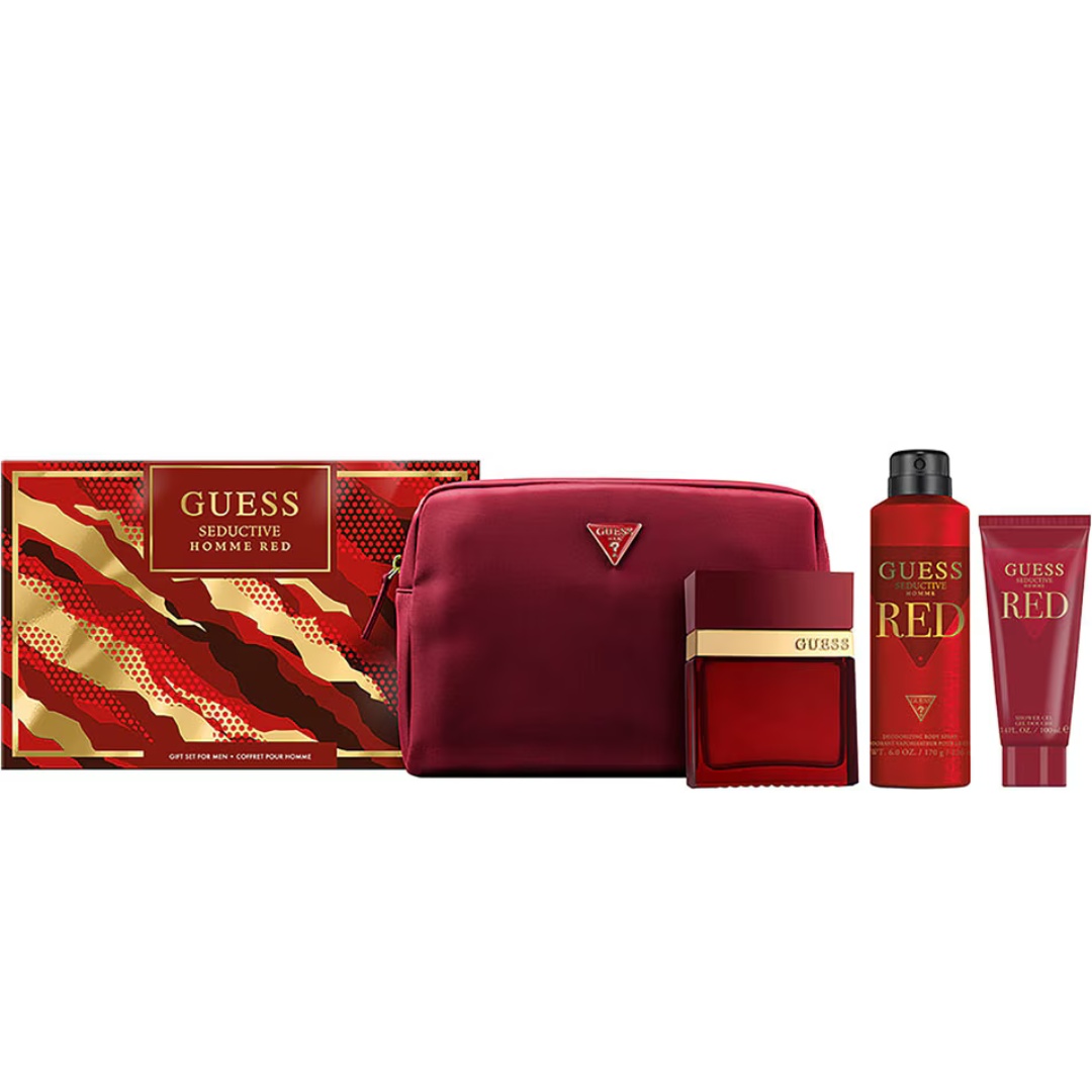 Set Parfum GUESS Seductive Red Apa de toaleta 100 ml + Deodorant 226 ml + Gel de Dus 100 ml + Geanta Cosmetica, Guess