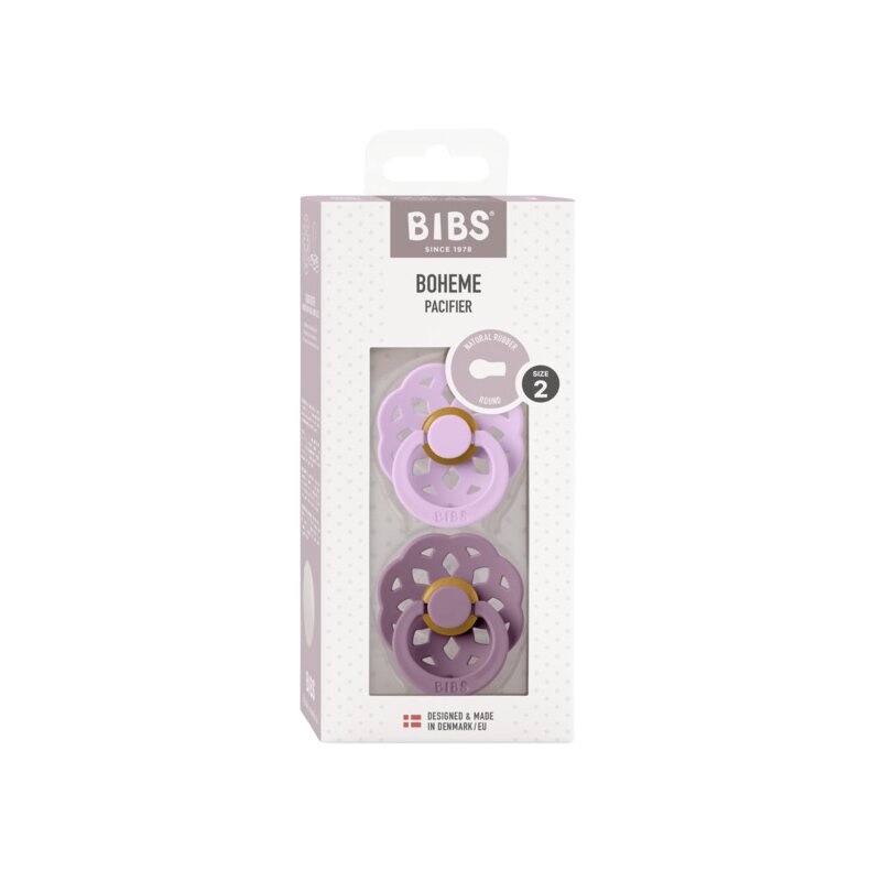 Suzete din latex cu tetina rotunda Boheme, 6 luni+, Violet Sky-Mauve, Bibs 240134