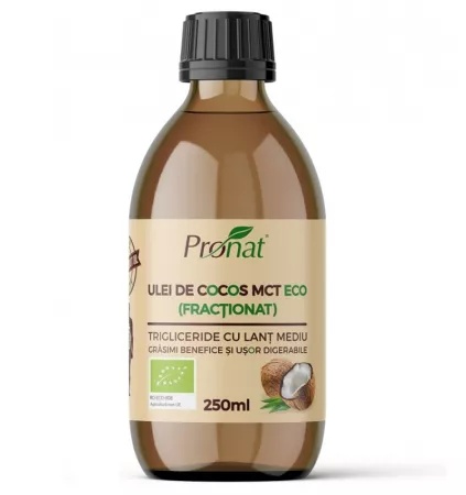 Ulei de cocos fracționat MCT Bio, 250 ml, Pronat
