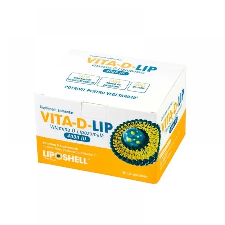 Vitamina D Lipozomală, 4000 IU, 30 plicuri x 5 ml, Liposhell