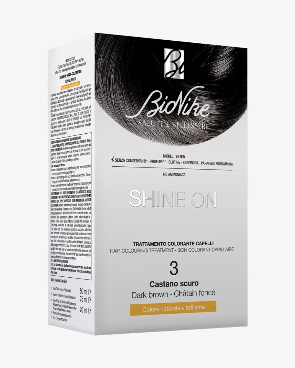 Vopsea pentru par Nr. 3 Dark Brown Shine On, 1 bucata, Bionike