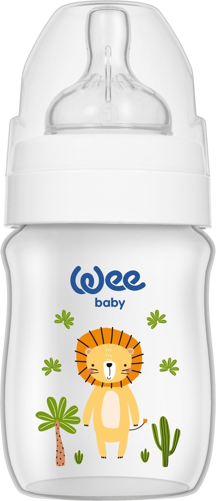 Biberon din PP cu model Safari și tetină din silicon anti-colic nr. 1, cod 959, 150 ml, Wee Baby
