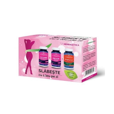 Cicoare 60 capsule + Detox Suplu 60 capsule + Triphalax 60 capsule, Herbagetica