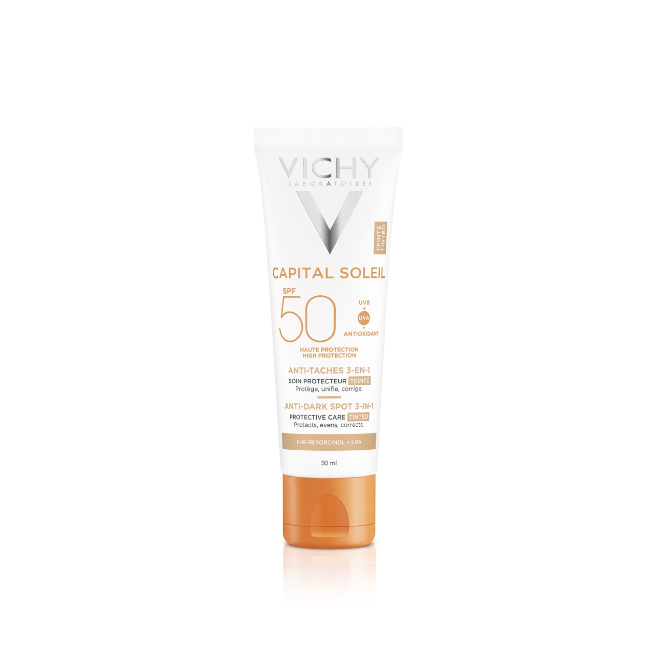 Crema colorata anti-pete pigmentare cu protectie solara SPF 50+ pentru fata Capital Soleil, 50 ml, Vichy
