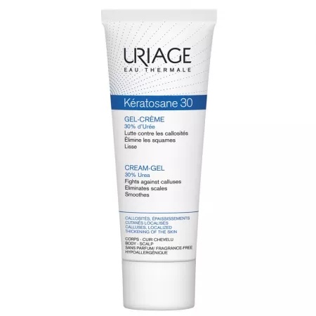 Gel-crema pentru piele dura Keratosane 30, 75 ml, Uriage