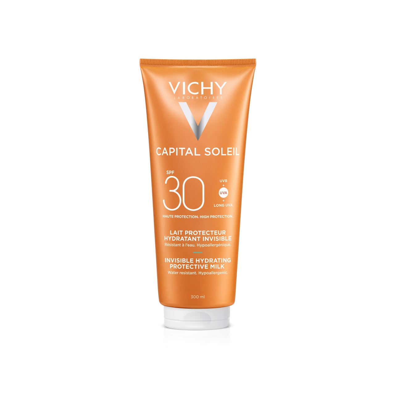 Lapte hidratant de protectie solara cu SPF 30 pentru fata si corp Capital Soleil, 300 ml, Vichy