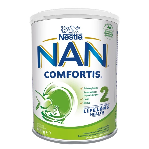 Lapte praf Nan 2 Comfortis +6 luni, 800g, Nestle