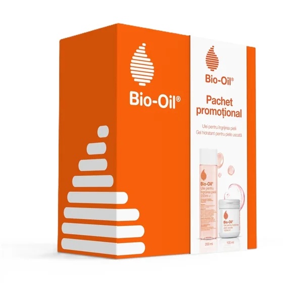 Pachet Ulei pentru ingrijirea pielii 200ml + Gel pentru ingrijirea pielii uscate 100ml, Bio-Oil